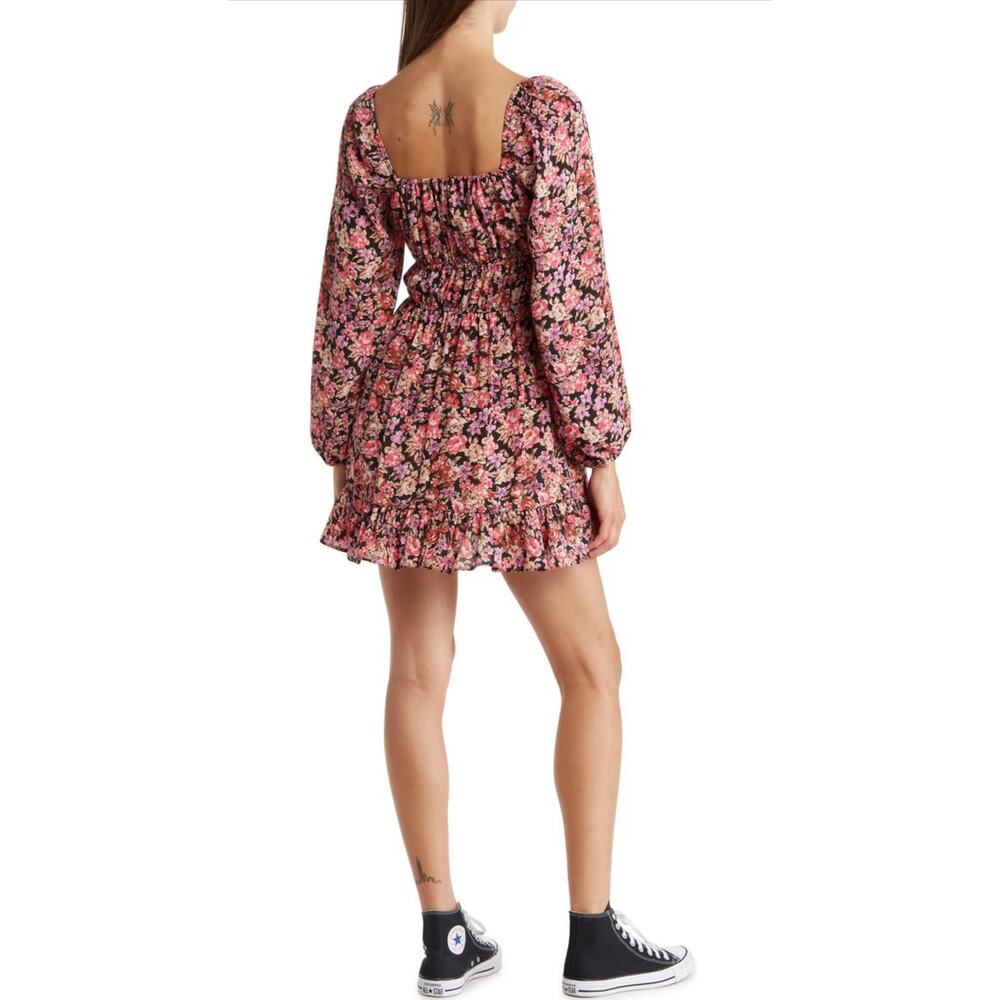 ASOS Multicolored Floral Long Puff Sleeve Swing Dress Size 14 NWT - Picture 4 of 11
